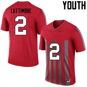 NCAA Ohio State Buckeyes Youth #2 Marshon Lattimore Throwback Nike Football College Jersey KHF2245KZ